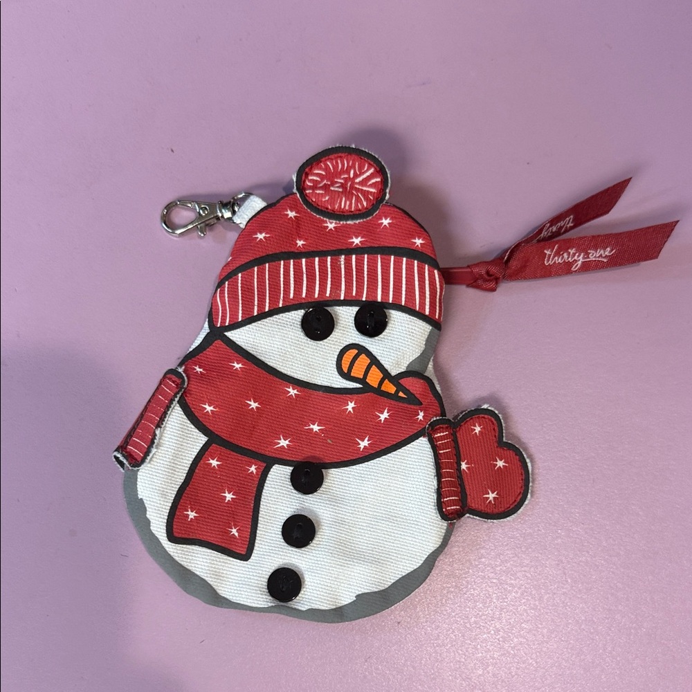 Thirty One Snowman Coin Purse with Red Accents